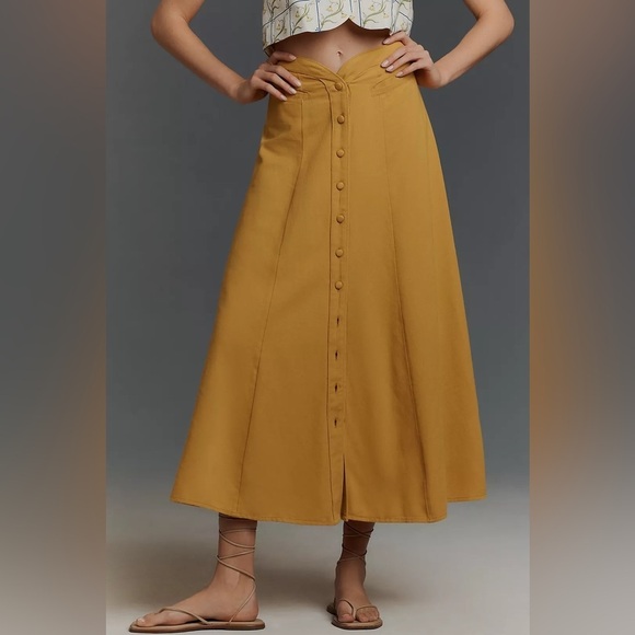 NWT! Anthropologie Copper Maeve High-Waisted Button-Front Maxi Skirt - Multiple🥨 - Picture 3 of 7